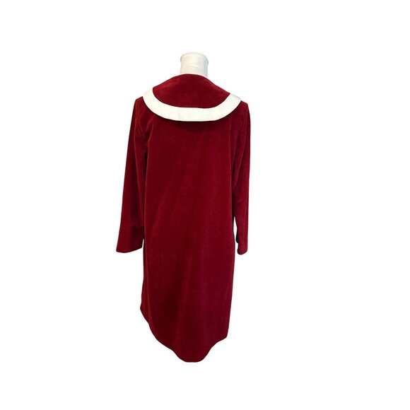 Vintage Vanity Fair Burgundy Velvet Robe With White Collar Size 12 - Picture 2 of 11